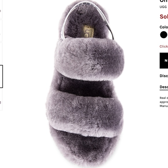 UGG Oh Yeah Deep Amethyst Grey Sheepskin Sandals - Picture 5 of 11